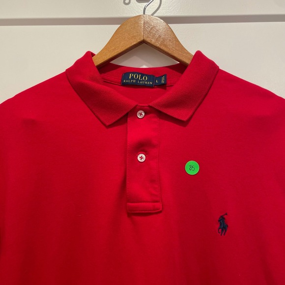 Polo Ralph Lauren Mens Large Red Short Sleeve Classic Fit Pique Polo Shirt - Picture 2 of 7